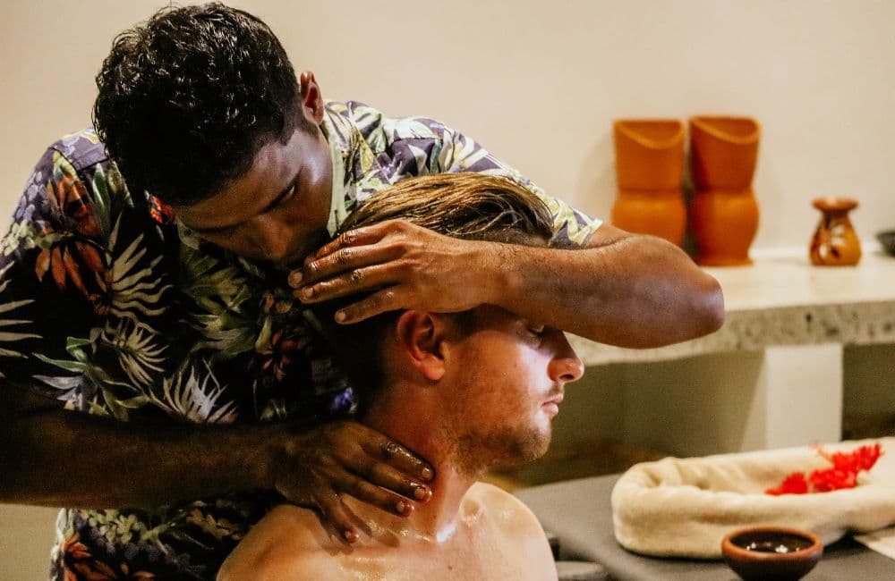 Ayurvedic massage at a wellness retreat